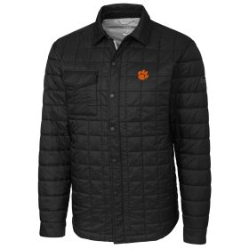 Men's Cutter & Buck Black Clemson Tigers Rainier Full-Snap Shirt Jacket