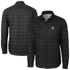 Men's Cutter & Buck Black Duke Blue Devils Rainier PrimaLoft® Eco Insulated Quilted Full-Zip Shirt Jacket