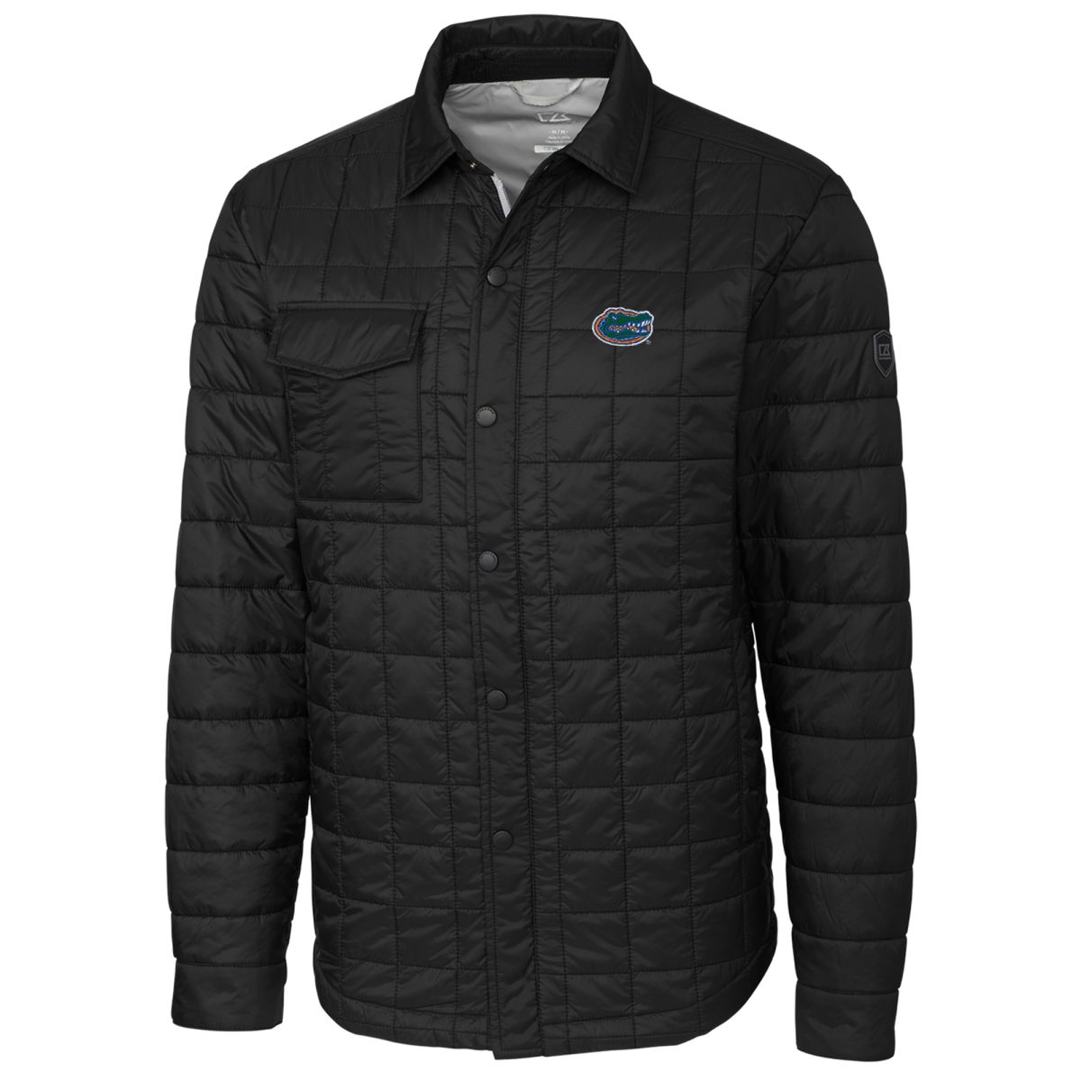 Men's Cutter & Buck Black Florida Gators Rainier Full-Snap Shirt Jacket