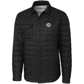 Men's Cutter & Buck Black Miami Dolphins Big & Tall Rainier Shirt Jacket