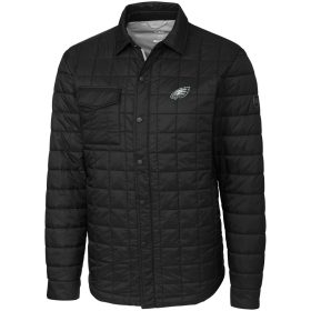 Men's Cutter & Buck Black Philadelphia Eagles Big & Tall Rainier Shirt Jacket