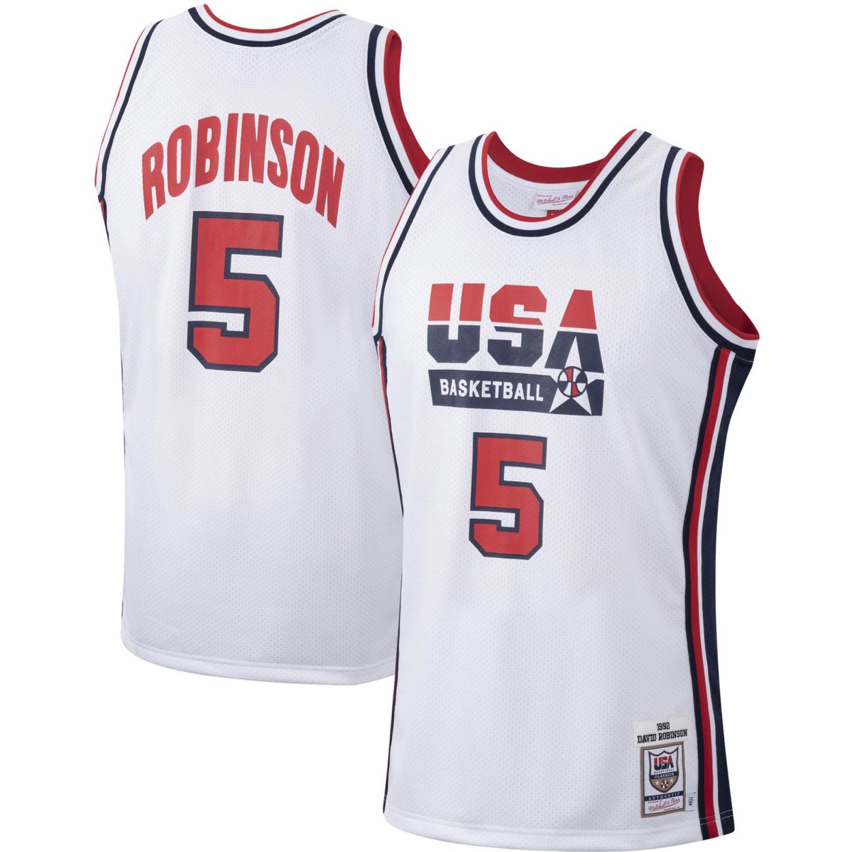 Men's Mitchell & Ness David Robinson White USA Basketball 1992 Authentic Jersey