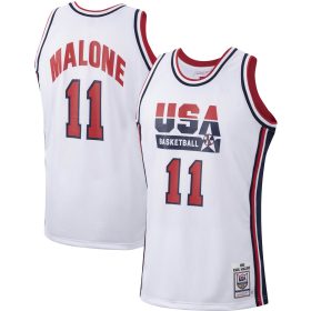 Men's Mitchell & Ness Karl Malone White USA Basketball 1992 Authentic Jersey