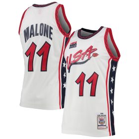 Men's Mitchell & Ness Karl Malone White USA Basketball 1996 Hardwood Classics Authentic Jersey