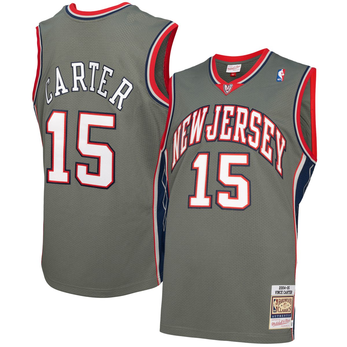 Men's Mitchell & Ness Vince Carter Gray New Jersey Nets 2004/05 Authentic Player Jersey