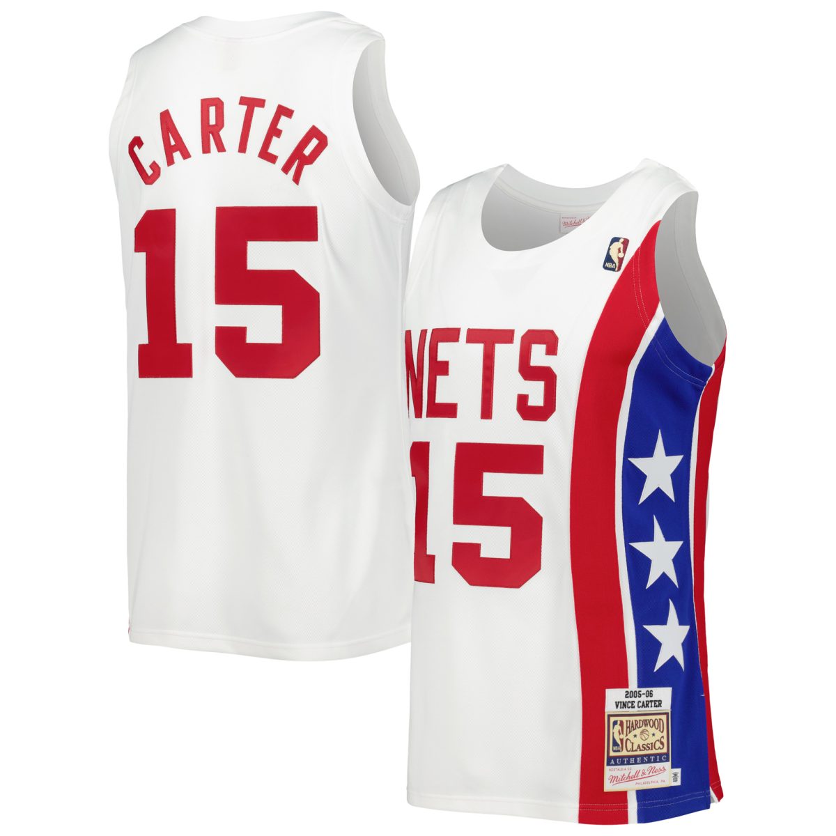 Men's Mitchell & Ness Vince Carter White New Jersey Nets Hardwood Classics Swingman Jersey