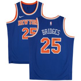 Mikal Bridges New York Knicks Autographed Nike Blue Icon Edition Swingman Jersey with "NY Forever" Inscription