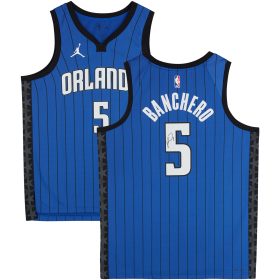 Paolo Banchero Orlando Magic Autographed Jordan Brand Blue 2023-24 Pinstripes Swingman Jersey