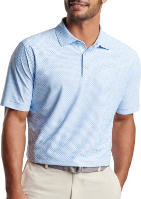 Peter Millar Grill & Chill Performance Mesh Men's Golf Polo - White, Size: Medium