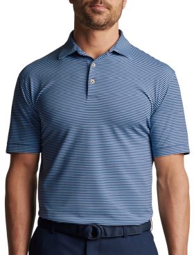 Peter Millar Hales Performance Jersey Men's Golf Polo - Blue, Size: Medium