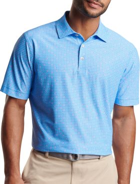 Peter Millar Spokes Performance Mesh Men's Golf Polo - Blue, Size: Medium