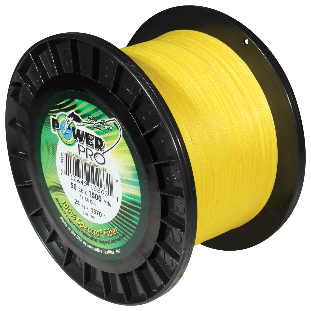 PowerPro 1500 Yard Braided Spectra Fiber Micro Filament Line - Hi-Vis Yellow - 10 lb.