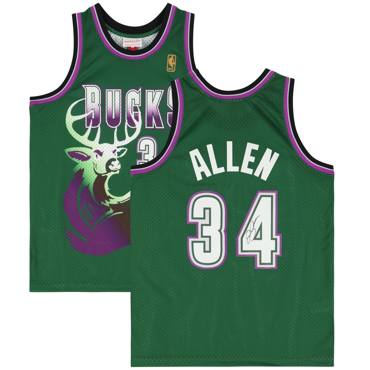 Ray Allen Milwaukee Bucks Autographed Green Mitchell & Ness 1996-1997 Swingman Jersey