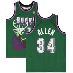 Ray Allen Milwaukee Bucks Autographed Green Mitchell & Ness 1996-1997 Swingman Jersey