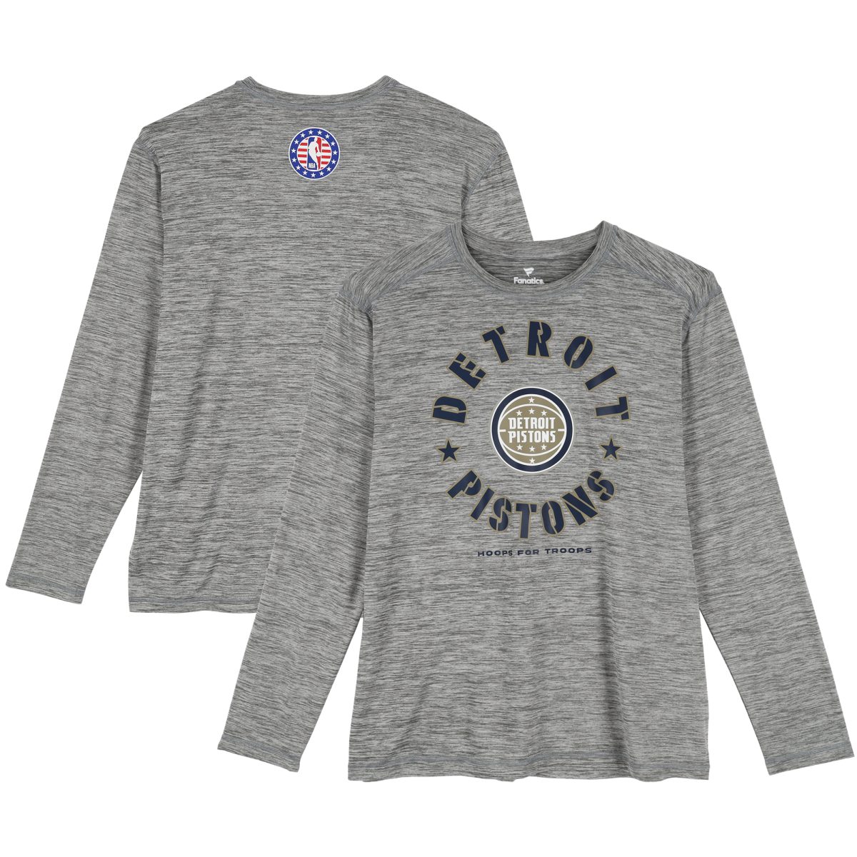 Ron Holland II Detroit Pistons Player-Worn Gray "Hoops For Troops" Long Sleeve Shirt from the 2024-25 NBA Season