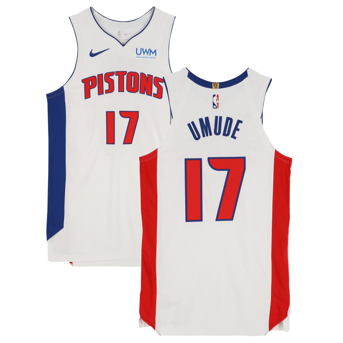 Stanley Umude Detroit Pistons Game-Used #17 White Jersey vs. Cleveland Cavaliers on November 17, 2023