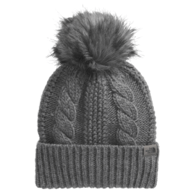 The North Face Oh Mega Fur Pom Beanie for Ladies - TNF Medium Grey Heather