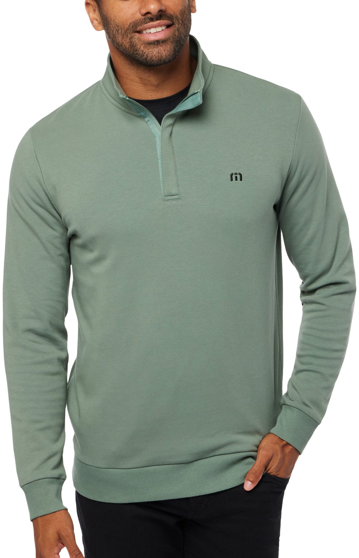 TravisMathew Cloud Quarter Zip 2.0 Men's Golf Pullover - Green, Size: Small