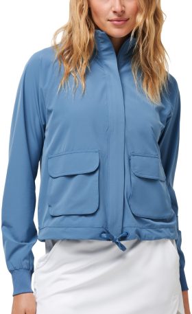 TravisMathew Womens Post Match Full Zip Golf Jacket - Blue, Size: Medium