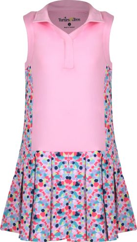 Turtles & Tees Junior Girls Naomi Pleated Bottom Sleeveless Golf Dress - Pink, Size: X-Large (14/16)