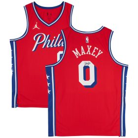 Tyrese Maxey Philadelphia 76ers Autographed Jordan Brand Red 2022-23 Statement Edition Swingman Jersey