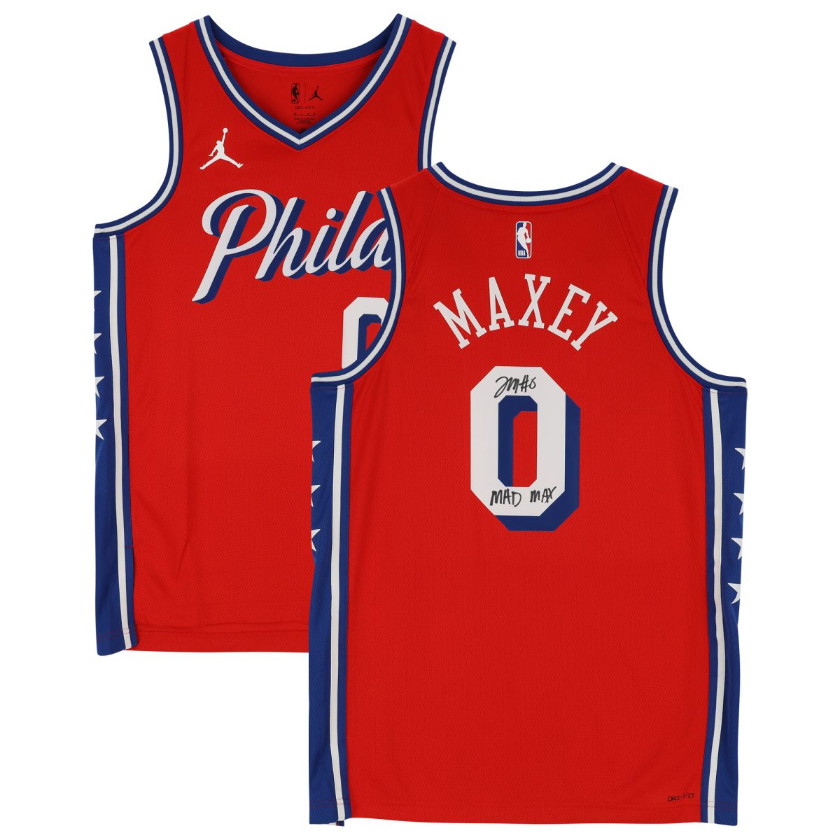 Tyrese Maxey Philadelphia 76ers Autographed Red Jordan Brand 2022-23 Statement Swingman Jersey with "Mad Max" Inscription