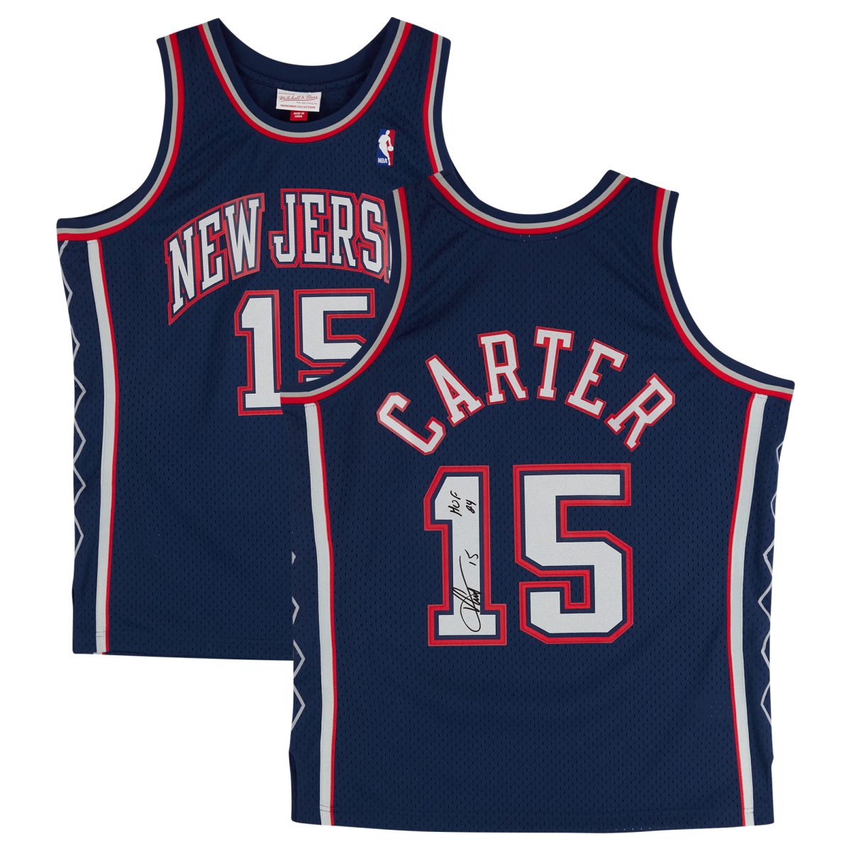 Vince Carter New Jersey Nets Autographed Mitchell & Ness Navy 2006-07 Swingman Jersey with "HOF 24" Inscription