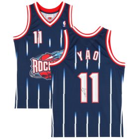 Yao Ming Houston Rockets Autographed Mitchell and Ness 2002-2003 Navy Swingman Jersey