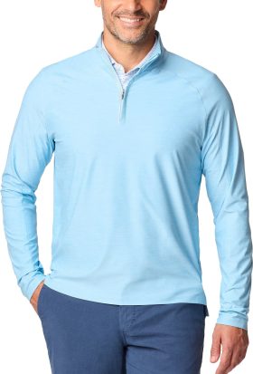 johnnie-O Baird Performance Quarter Zip Men's Golf Pullover - Blue, Size: Small