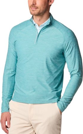 johnnie-O Baird Performance Quarter Zip Men's Golf Pullover - Green, Size: Medium