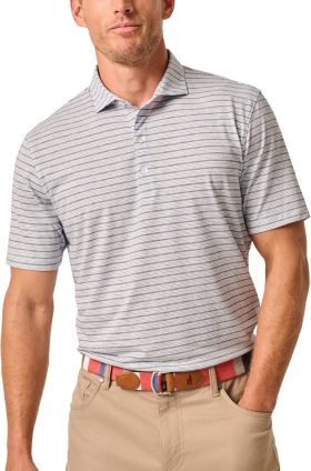 johnnie-O Declan Striped Top Shelf Performance Men's Golf Polo - Blue, Size: Medium