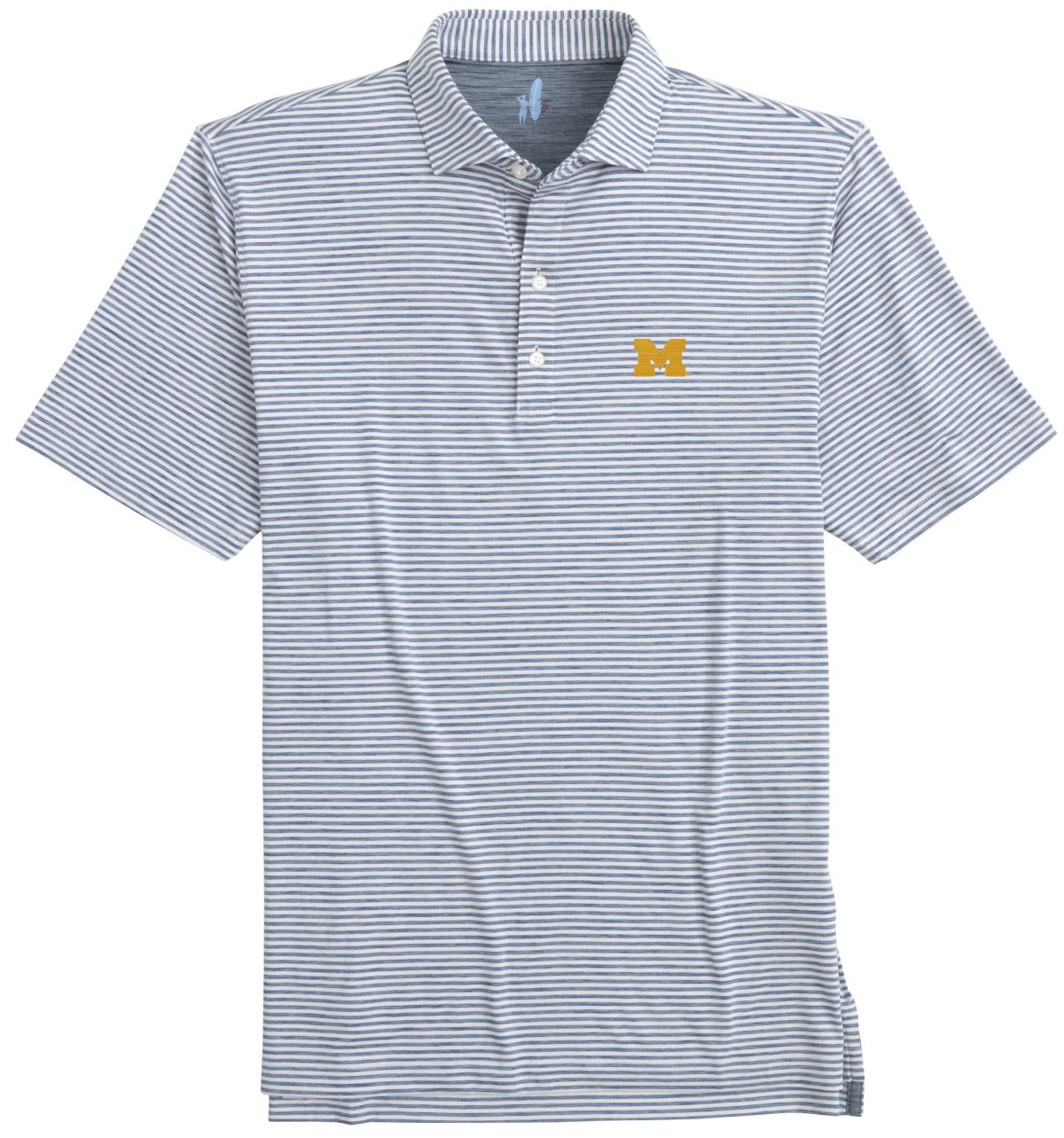 johnnie-O University of Michigan Seymour Striped PREP-FORMANCE Men's Golf Polo - Blue, Size: X-Large