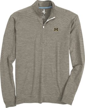 johnnie-O University of Michigan Vaughn Striped PREP-FORMANCE 1/4 Zip Men's Golf Pullover - , Size: X-Large