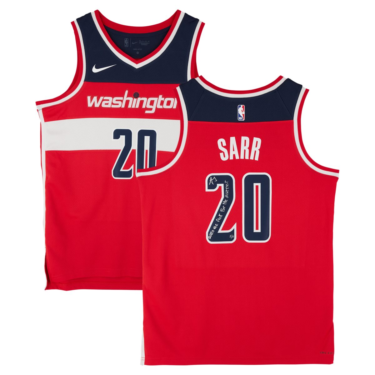 Alexandre Sarr Washington Wizards Autographed Nike Red Icon Edition Swingman Jersey With "2024 #2 Pick" and "For The District" Inscriptions - Limited Editon #1/5