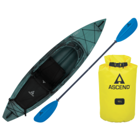 Ascend D10 Sit-In Recreational Kayak Package - Aqua/Black