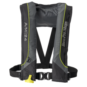 Bass Pro Shops AM24 Auto/Manual Inflatable Life Vest - Black/Gray/Green