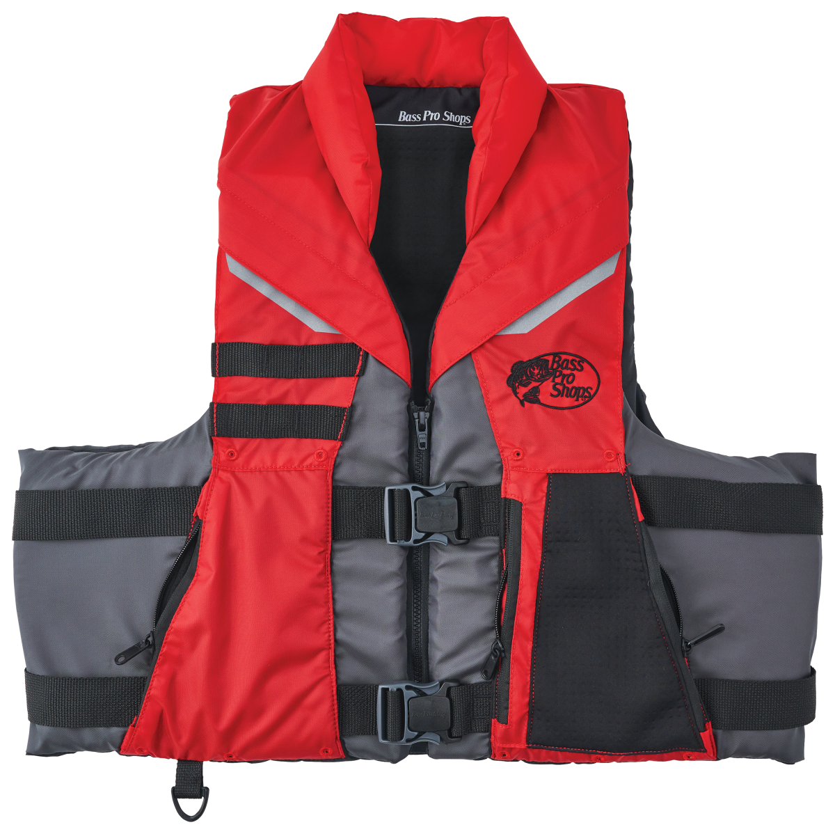 Bass Pro Shops Deluxe Fishing Life Vest - Black/Red - 2XL/4XL