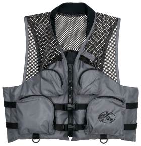 Bass Pro Shops Deluxe Mesh Fishing Life Jacket with Front Pockets - Silver/Grey - 2XL