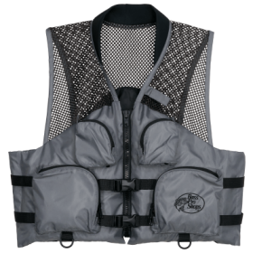 Bass Pro Shops Deluxe Mesh Fishing Life Jacket with Front Pockets - Silver/Grey - L