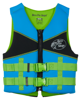 Bass Pro Shops Nuprene Life Vest for Kids - Turquoise/Black/Kiwi