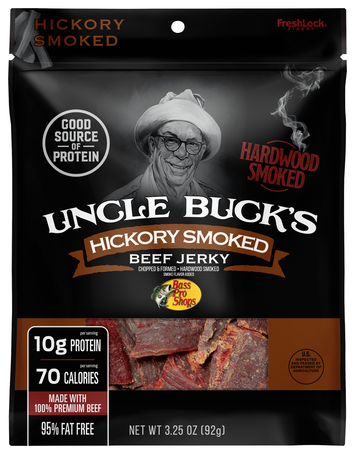 Bass Pro Shops Uncle Buck's Hickory-Smoked Beef Jerky - 3.25 oz.