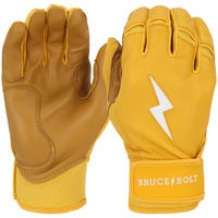 Bruce+Bolt Men's Premium Cabretta Leather Short Cuff Batting Gloves - 2020 Model in Yellow/Gold Size Large