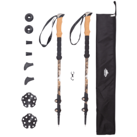 Cascade Mountain Tech Carbon Fiber Quick-Lock Trekking Poles with Cork Grips - Mossy Oak Elements Contour