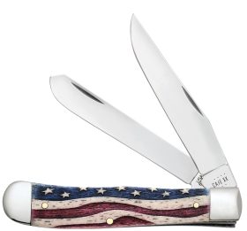 Case Star Spangled Embellished Smooth Natural Bone Trapper Pocket Knife