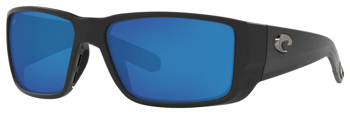 Costa Del Mar Blackfin 580G Glass Polarized Sunglasses - Matte Black/Blue Mirror - Large