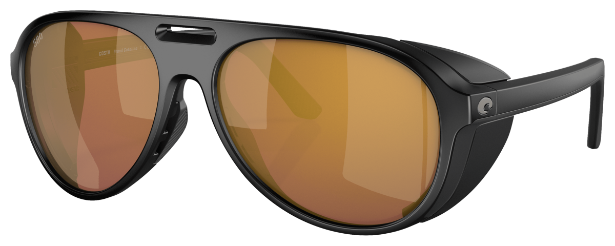 Costa Del Mar Grand Catalina 580G Glass Polarized Sunglasses - Matte Black/Gold Mirror - X-Large