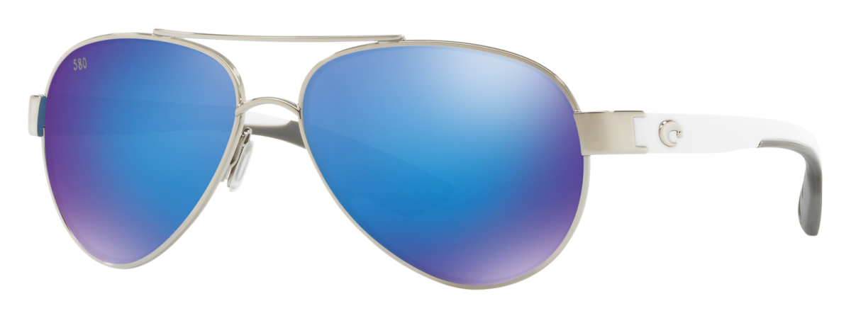 Costa Del Mar Loreto 580G Glass Polarized Sunglasses for Ladies - Palladium+White/Blue Mirror - Standard