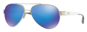 Costa Del Mar Loreto 580G Glass Polarized Sunglasses for Ladies - Palladium+White/Blue Mirror - Standard