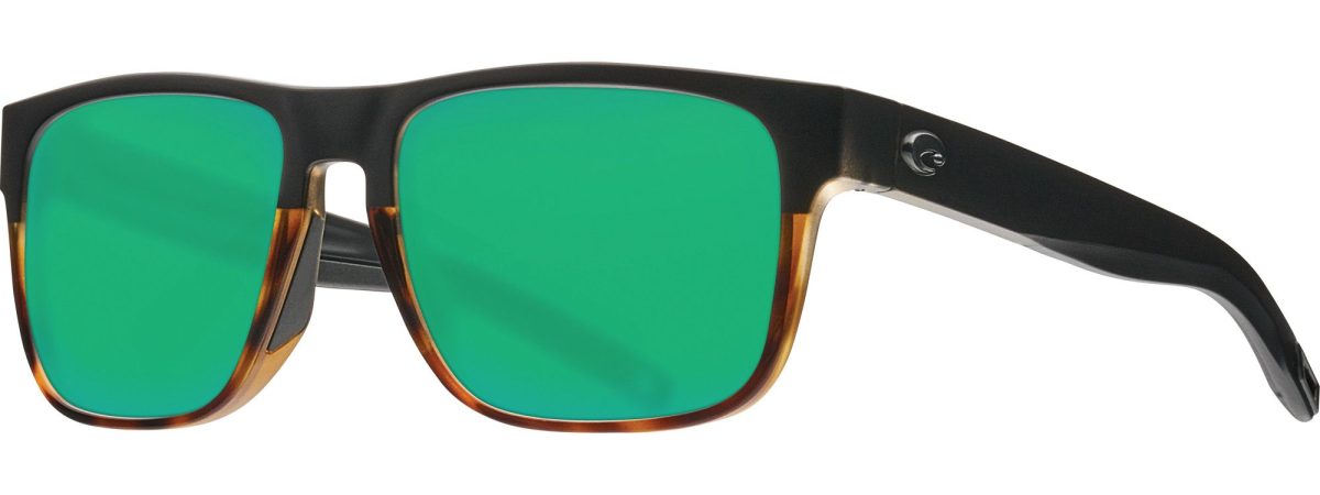 Costa Del Mar Spearo 580G Polarized Sunglasses, Men's, Matte Black/Shiny Tortoise/Green Mirror