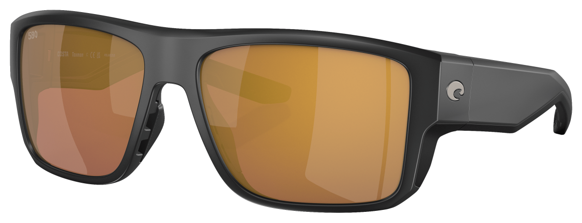 Costa Del Mar Taxman 580G Glass Polarized Sunglasses - Matte Black/Gold Mirror - Large